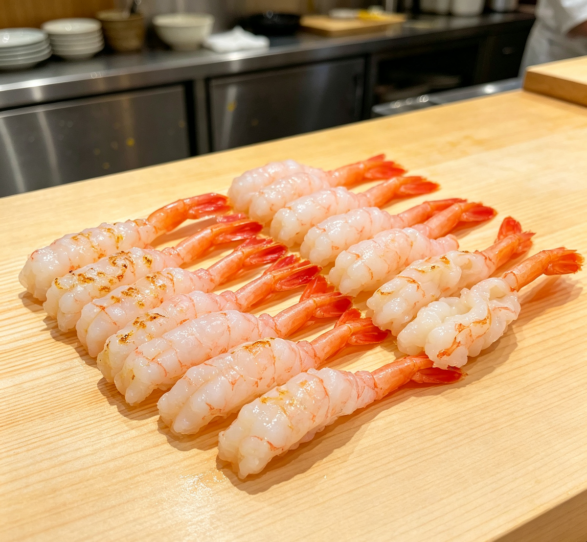 Shrimp handrolls, close detail