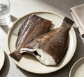 Fresh whole flounder fillets, plated