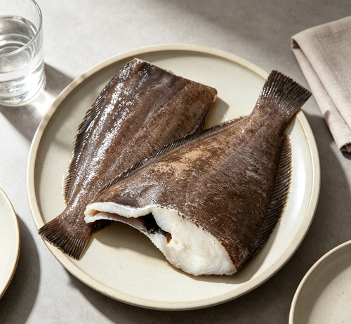 Fresh whole flounder fillets, plated
