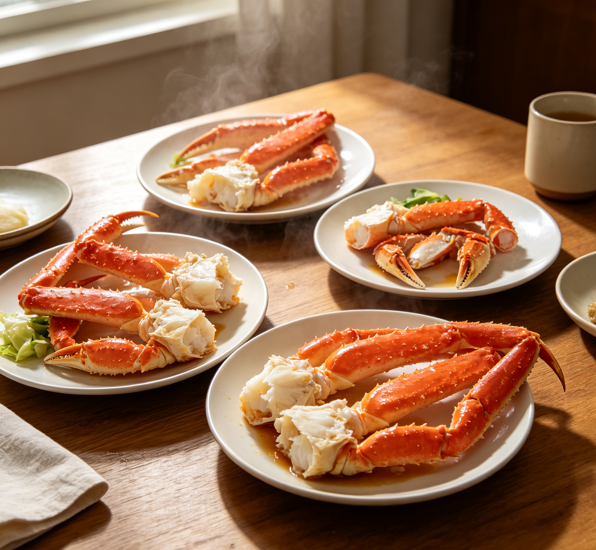 Crab legs ready to serve