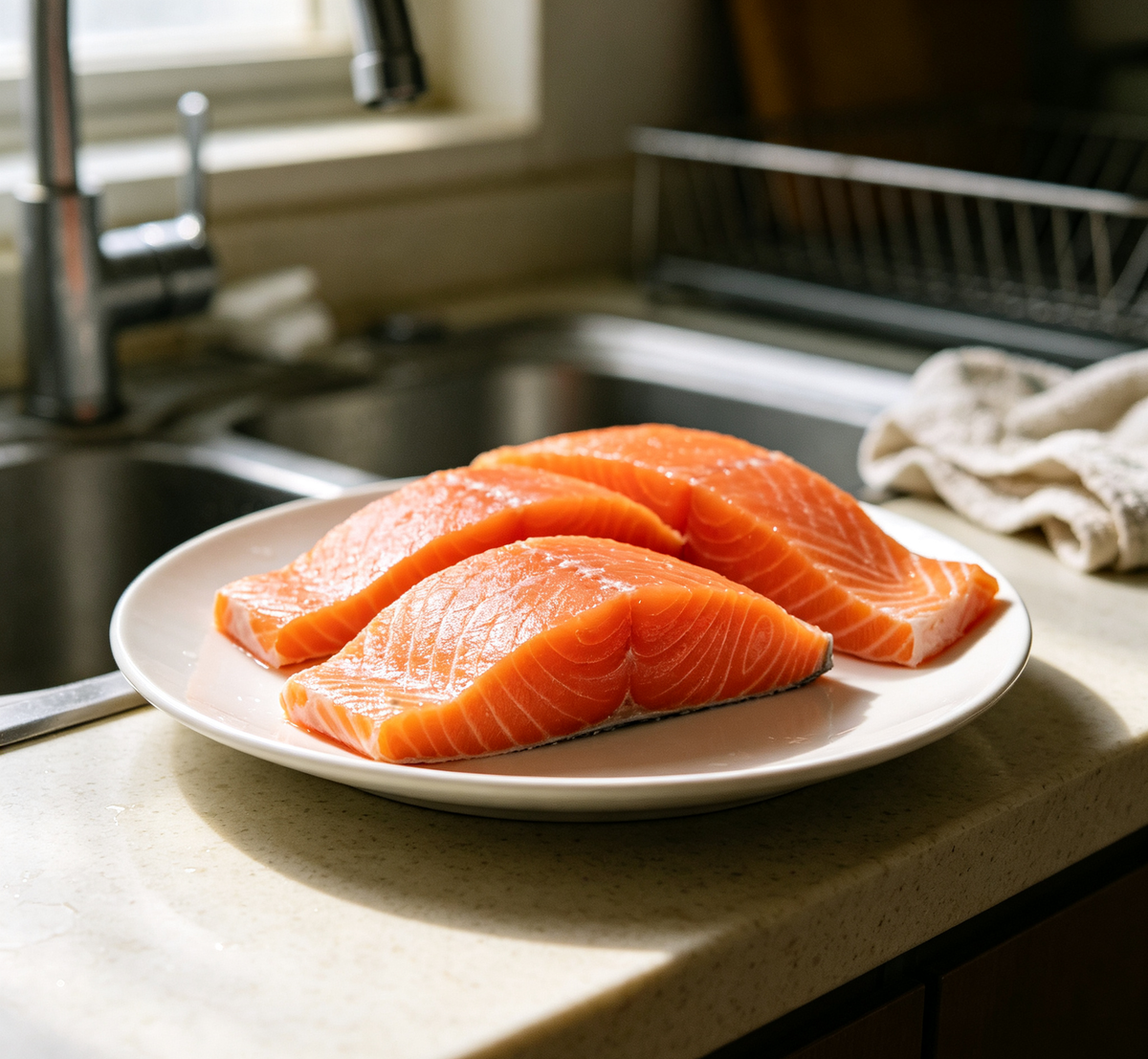 Wild-caught salmon fillets, serving suggestion