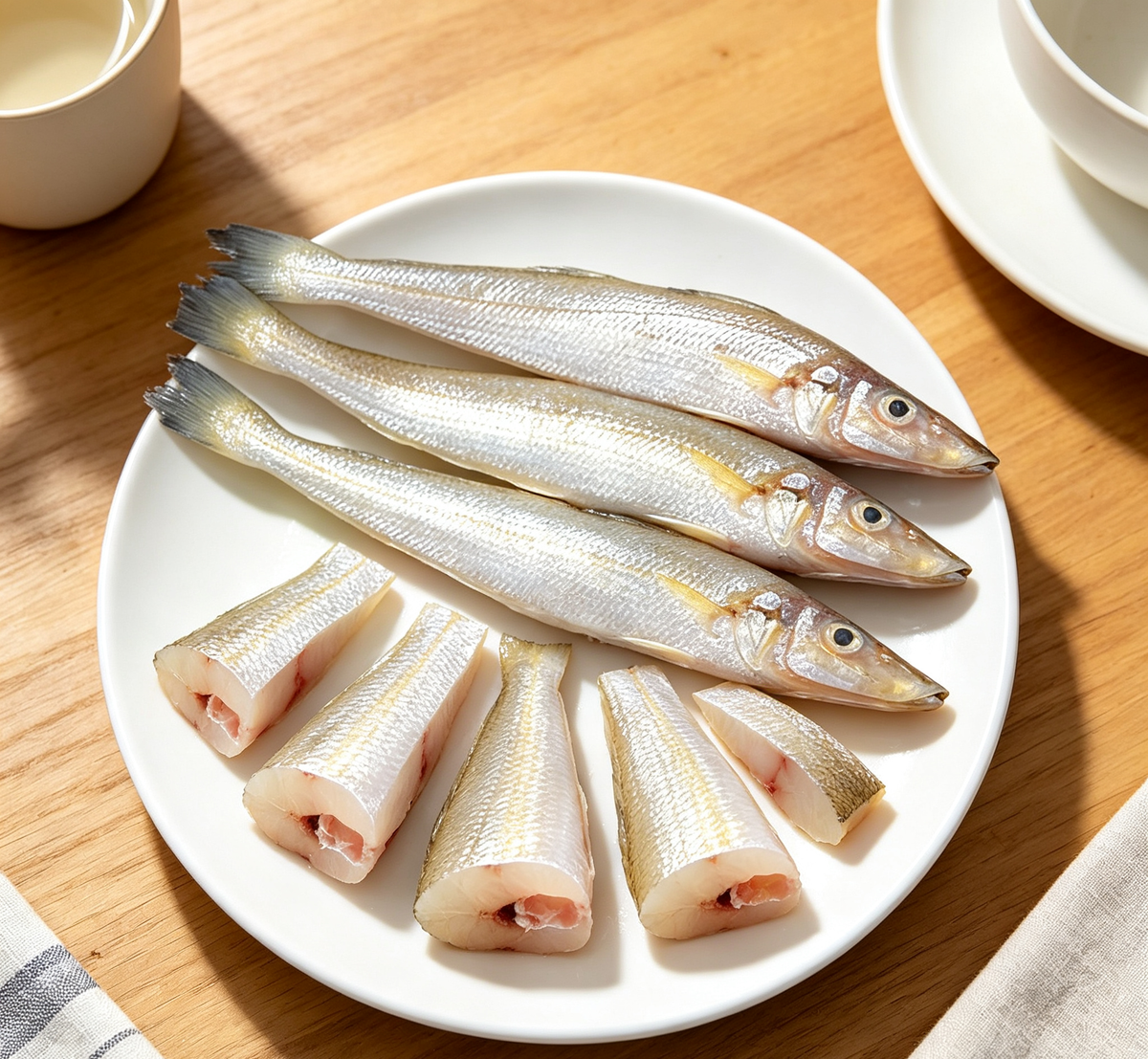 Fresh whole sea fish with silver scales